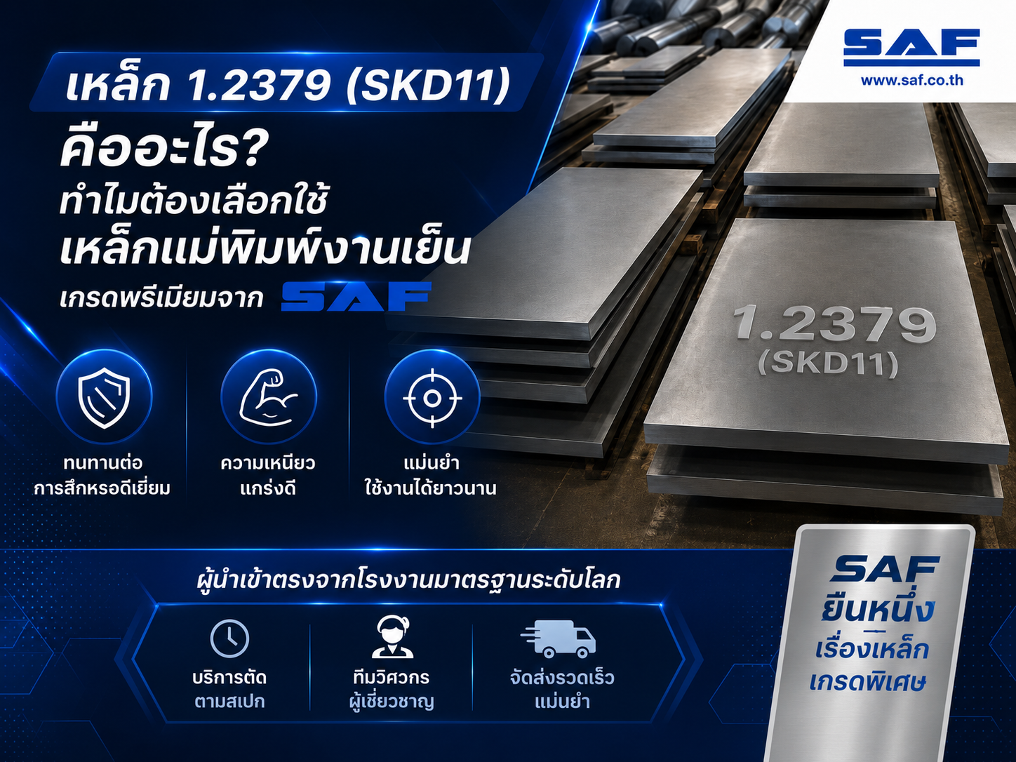 เหล็ก 1.2379 (SKD11) คืออะไร? ทำไมต้องเลือกใช้เหล็กแม่พิมพ์งานเย็นเกรดพรีเมียมจาก SAF